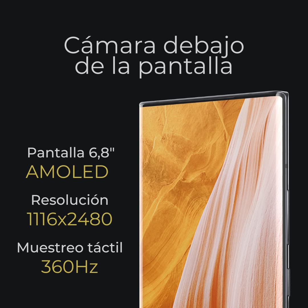 ZTE Axon 40 Ultra - Smartphone, 5G, Cámara Under-Display, 12GB RAM+256GB, Triple cámara 64MP, Snapdragon 8 Gen1, Pantalla 6.8'' AMOLED 120 Hz, Batería 5000mAh, Carga rápida 65W, NFC, Negro