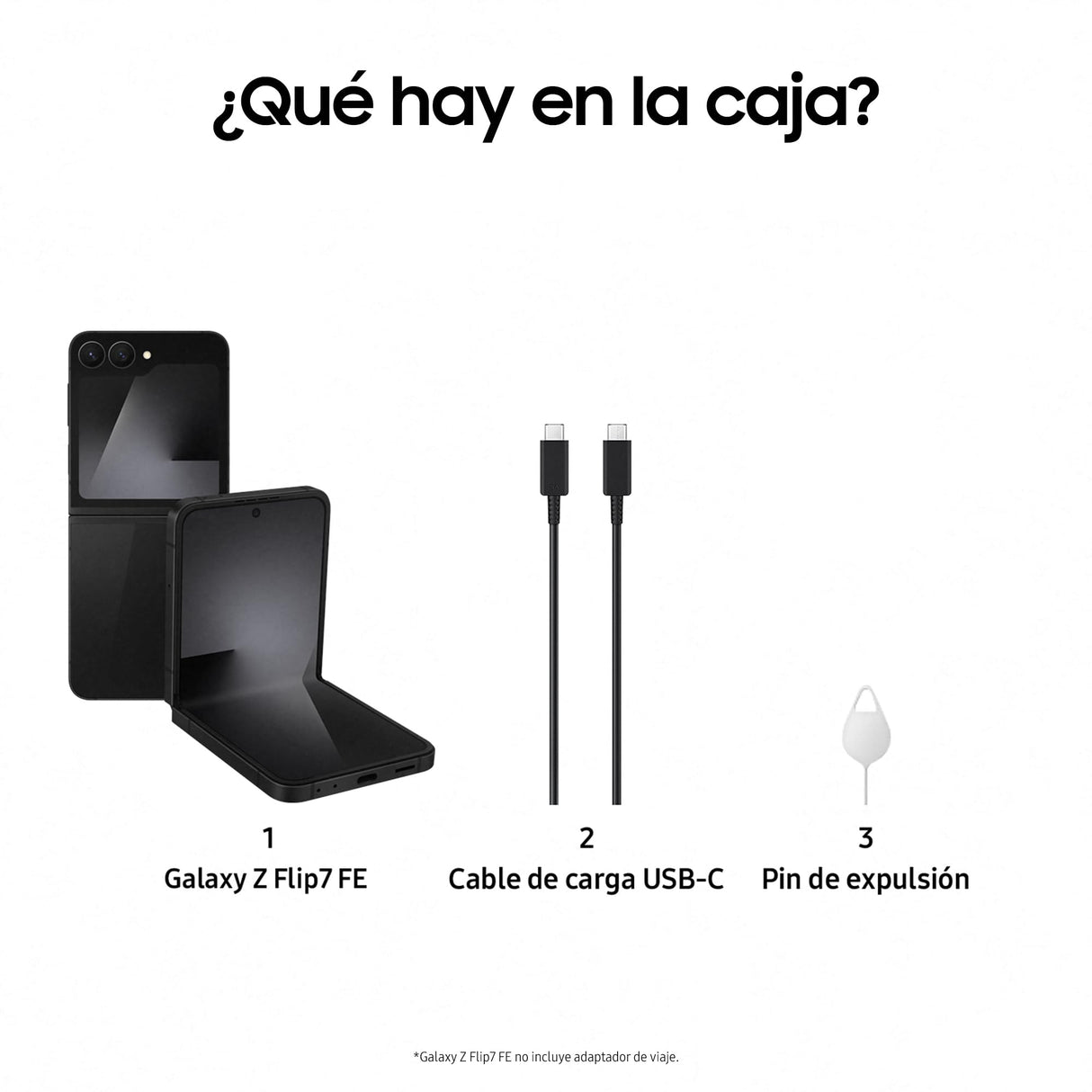 Samsung Galaxy Z Flip7 FE 256GB - Teléfono con IA, Diseño Plegable, Pantalla Frontal Amplia, Cámara 50MP, Memoria 8GB, Batería 4000 mAh, Garantía 3 Años + 1 año Extra, Negro (Versión Española)