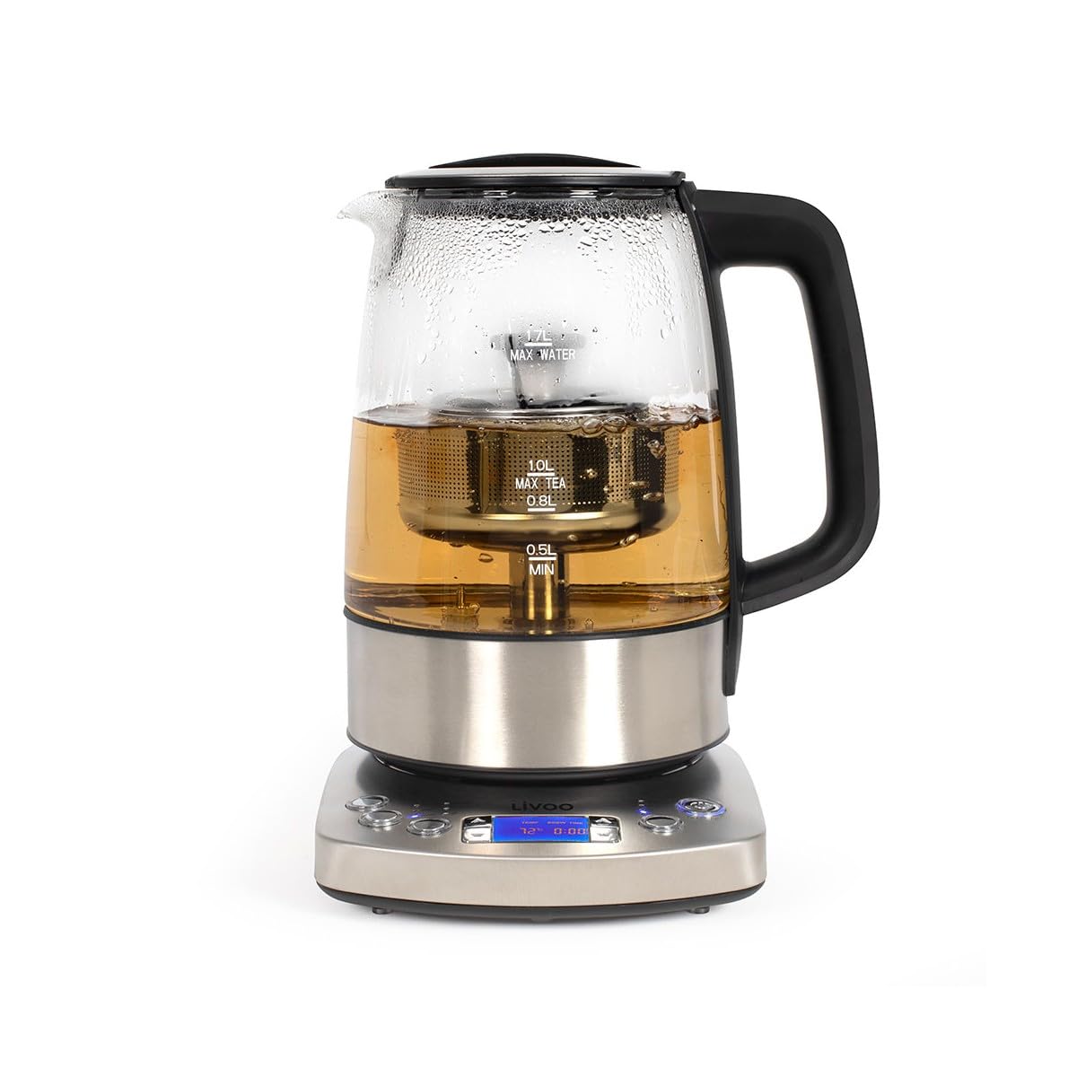 Livoo DOD209-1850-2200W - Hervidor automático de tetera (1,7 L, 5 programas preestablecidos, 1 programa personalizable, 3 modos de infusión