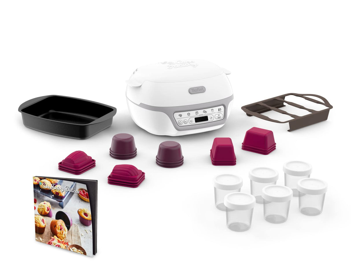 TEFAL KD812110 Cake Factory Delices Silver Appareil a gateau, 5 programmes auto + mode manuel, Accessoires, Application dediee