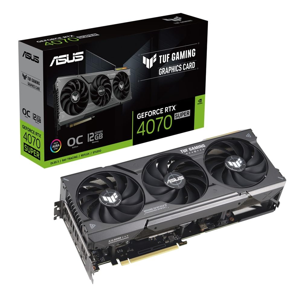 ASUS TUF Gaming GeForce RTX 4070 Super, Tarjeta de Video GDDR6X OC Edition de 12 GB, TUF-RTX4070S-O12G-GAMING