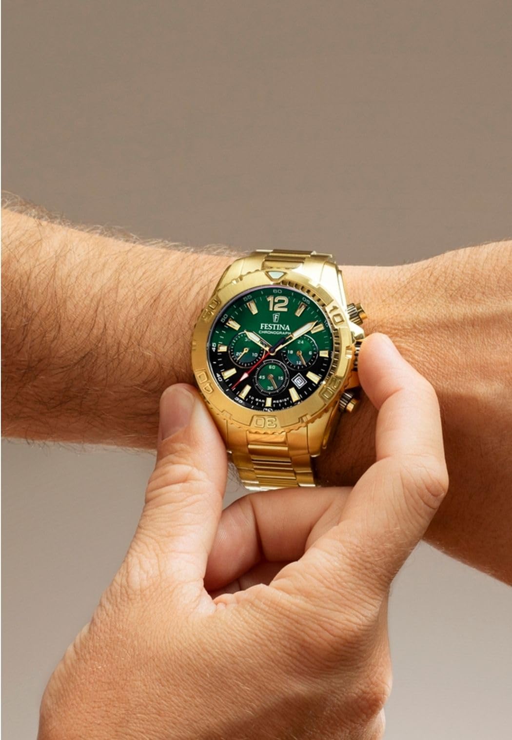 Reloj FESTINA para Hombre F20684/3 Timeless Chronograph Caja de Acero Inoxidable 316l Dorado Correa de Acero Inoxidable 316l Dorado