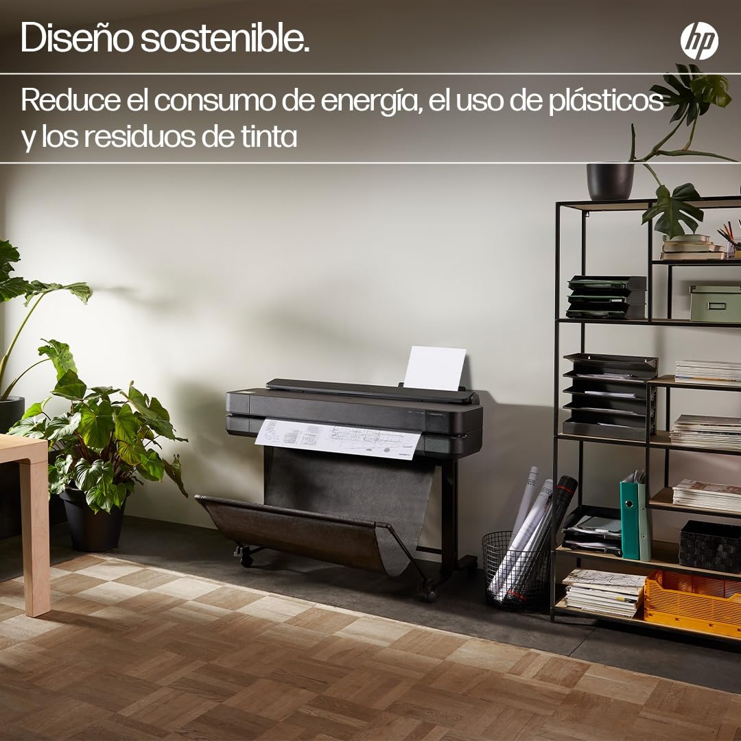 HP DesignJet T650 de 91 cm (5HB10D), Impresora de Gran Formato, Plotter, Estándar A4-A0, 82 Impresiones A1/h, Wi-Fi, Ethernet, USB, 2400x1200 dpi, Metal Reciclado, Garantía de 2 Años, HP Click, Negro