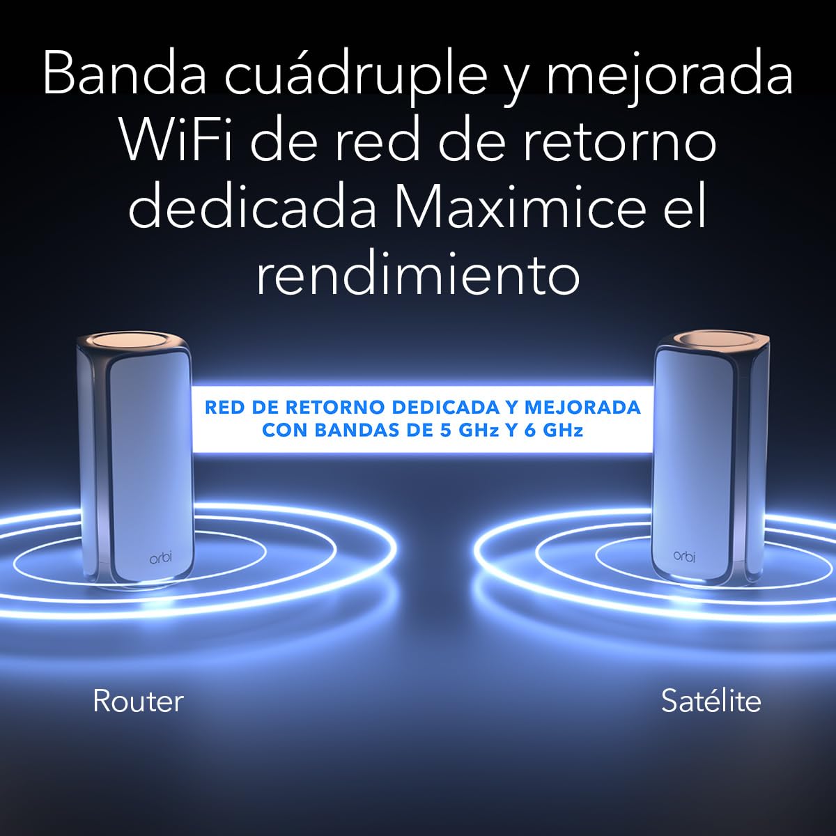 NETGEAR Orbi Mesh WiFi 7 Mesh Orbi Quad-Band (RBE972S), Router + 1 repetidor satélite, Cobertura de hasta 440 m², 200 Dispositivos, Puerto Internet de 10 Gbit, BE27000 802.11be (hasta 27 Gbit/s)