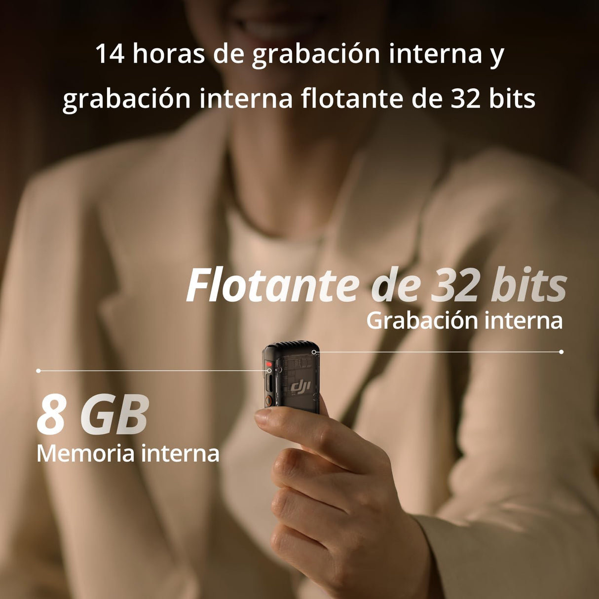 DJI Mic 2 (1 TX+1 RX), micrófono inalámbrico con cancelación de Ruido Inteligente, grabación Interna Flotante de 32 bits, Sonido optimizado, 250m de Alcance, micrófono para iPhone y Android