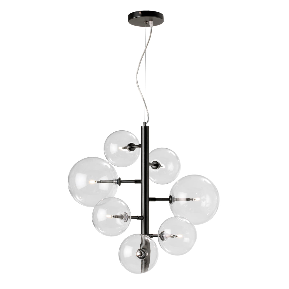 LAMPARA DE TECHO 57X57X64/125 CRISTAL/METAL NEGRO