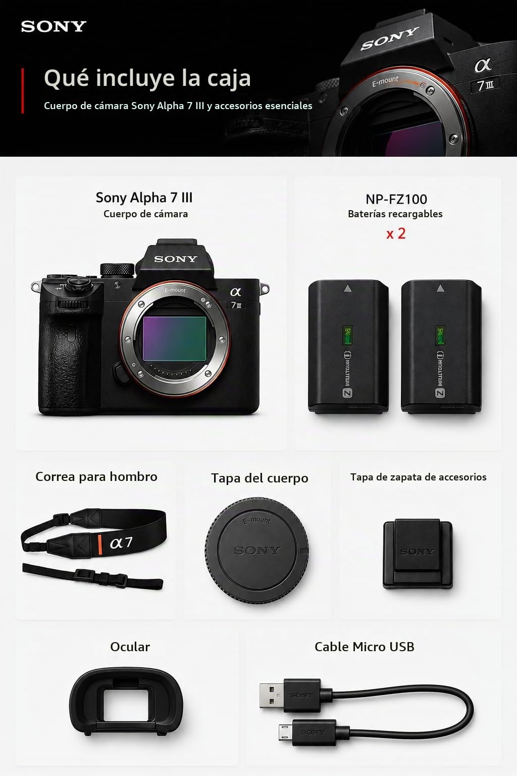Sony Alpha 7 III cámara mirrorless (Full-Frame) de 24.2MP, 10 fps