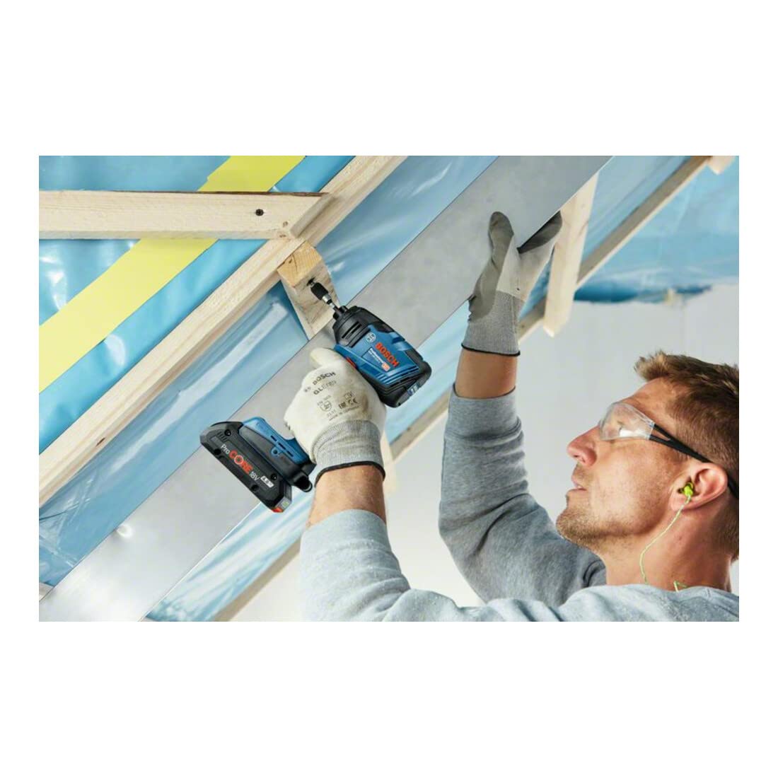 Bosch Professional 18V System GDR 18V-210 C - Atornillador de impacto a batería ( 210 Nm, par de desapriete 370 Nm, Connectivity, 2 baterías ProCORE18V x 4.0Ah, en L-BOXX)