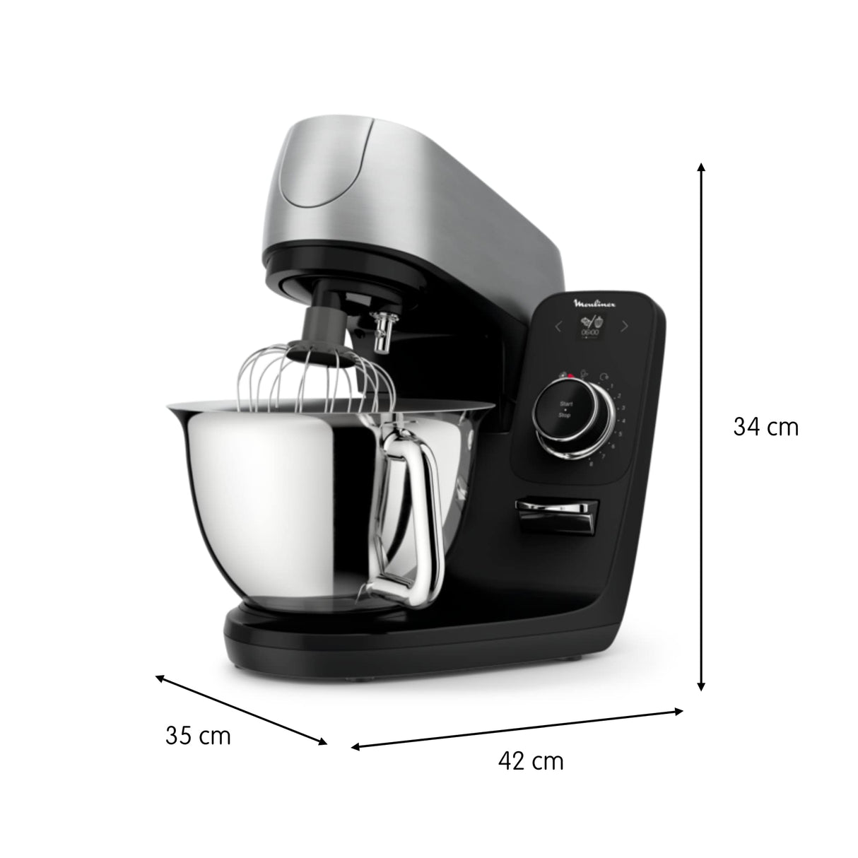 Moulinex Robot pastelero, Cuenco de acero inoxidable 5.5 L, 8 programas recetas básicas, Tecnología patentada, Silencioso, Robusto, Aplicación gratuita con coaching, Coach QA900810