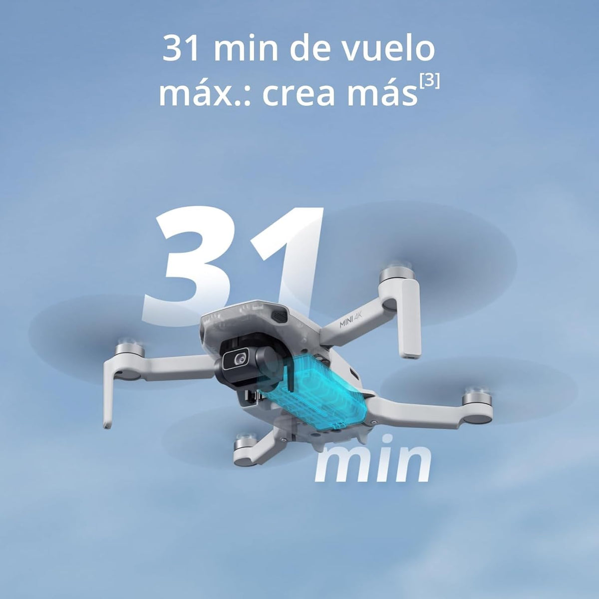 DJI Mini 4K, dron con cámara 4K UHD para adultos, menos de 249g, estabilización en 3 ejes, transmisión de vídeo a 10 km, regreso automático, 1 batería para un tiempo máx. de vuelo de 31 min