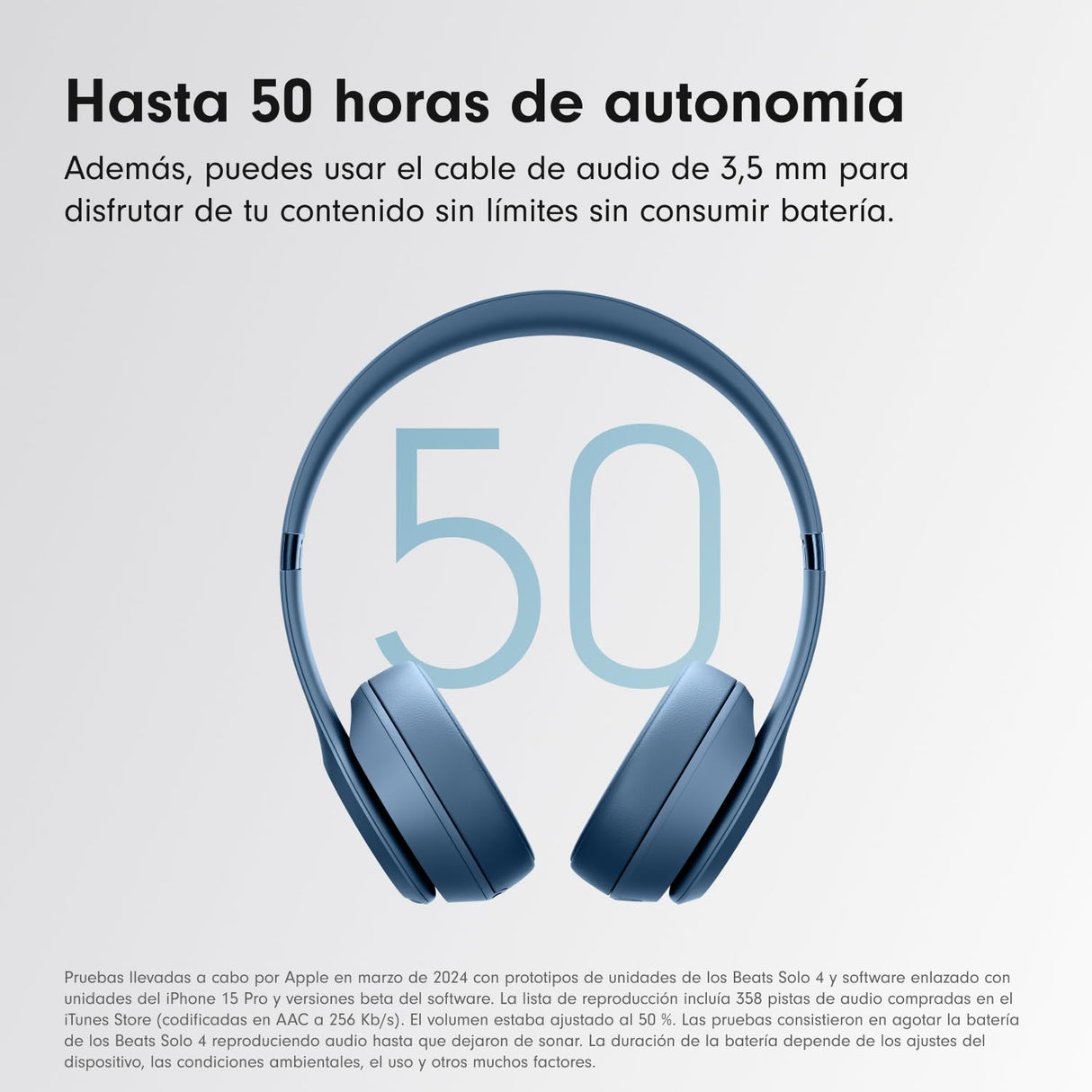 Beats Solo 4 - Auriculares Wireless Bluetooth on-Ear, compatibles con Apple y Android, con hasta 50 Horas de batería - Azul Pizarra