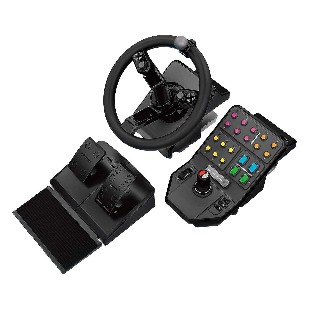 Logitech G Saitek Paquete de Equipo Pesado, Volante 900 Grados, 38 Botones Asignables, Dos Palancas Analógicas, USB, PC/Mac, Color Negro