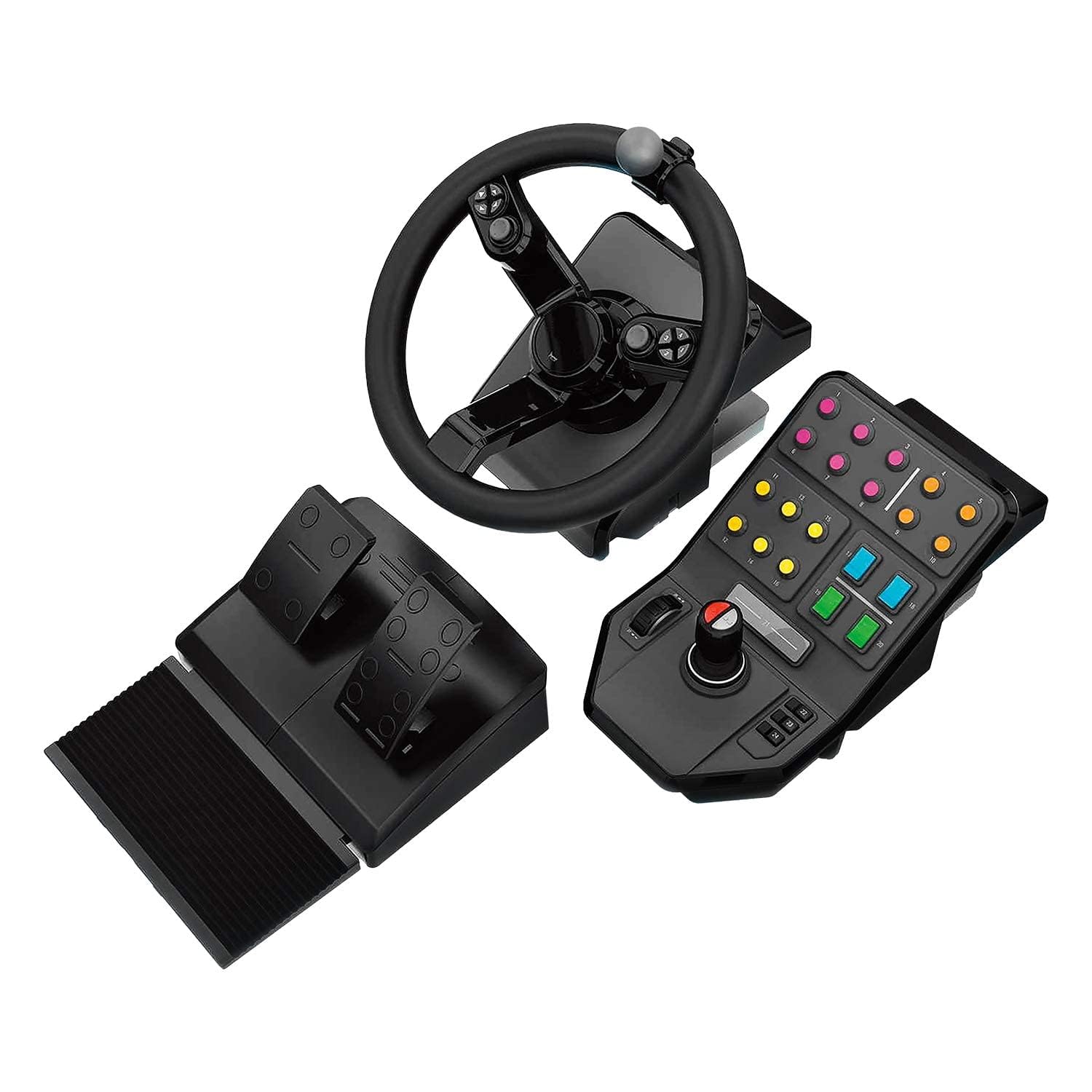 Logitech G Saitek Paquete de Equipo Pesado, Volante 900 Grados, 38 Botones Asignables, Dos Palancas Analógicas, USB, PC/Mac, Color Negro