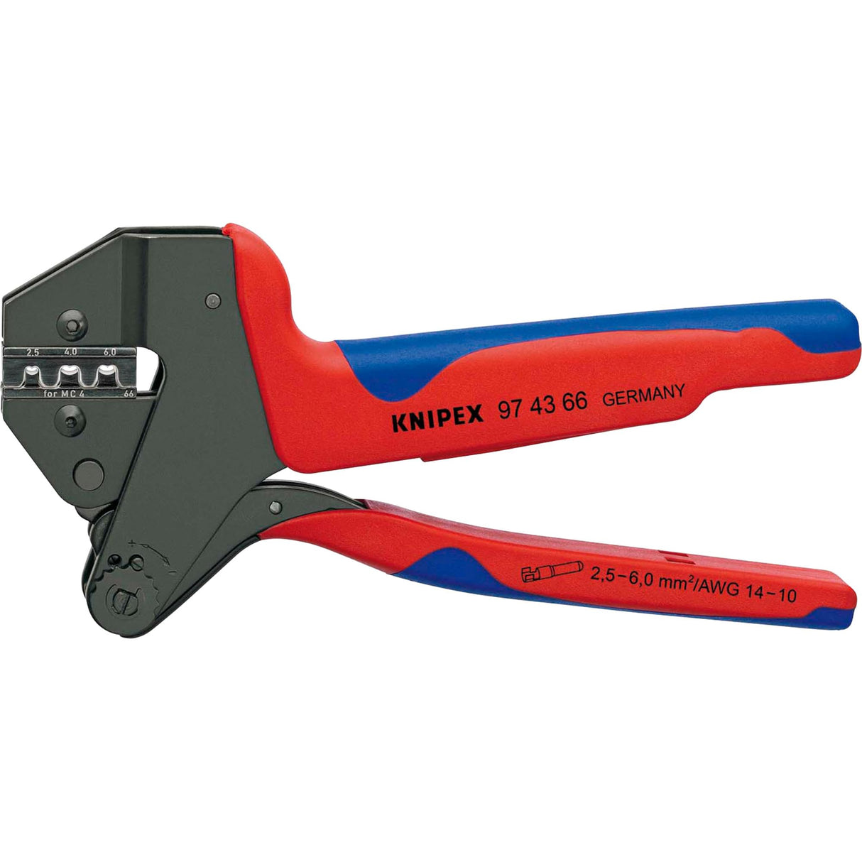 KNIPEX Crimpadora para sistema de mordazas intercambiables para mordazas intercambiables con mangos multicomponente 200 mm, 97 43 66 EVO