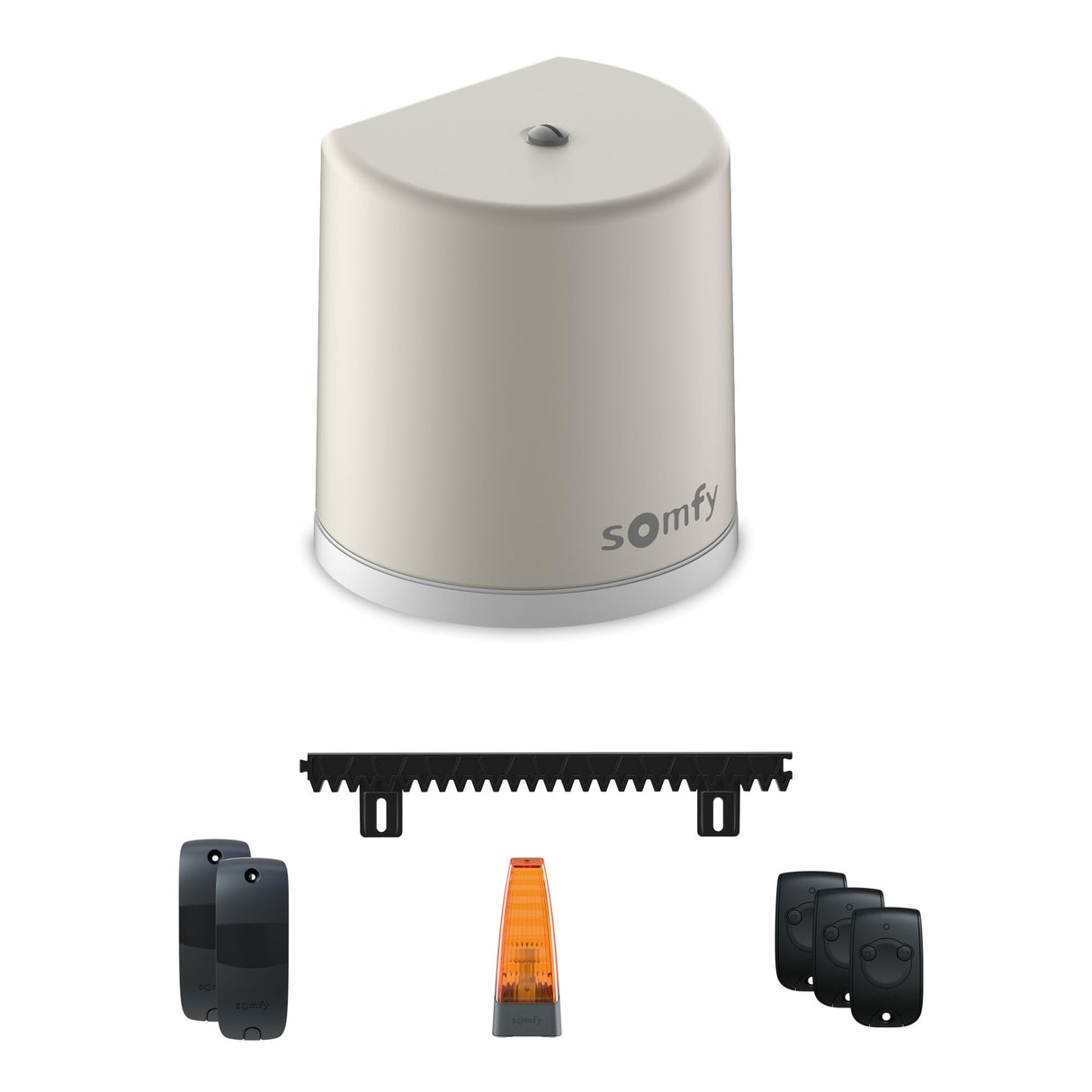 Somfy 1246274 - Motorización Freevia Line RTS para puerta corredera | Incluye 3 mandos a distancia Keytis, luz naranja, fotocélulas y 4 m de cremallera | Fabricado en Francia | Compatible con app