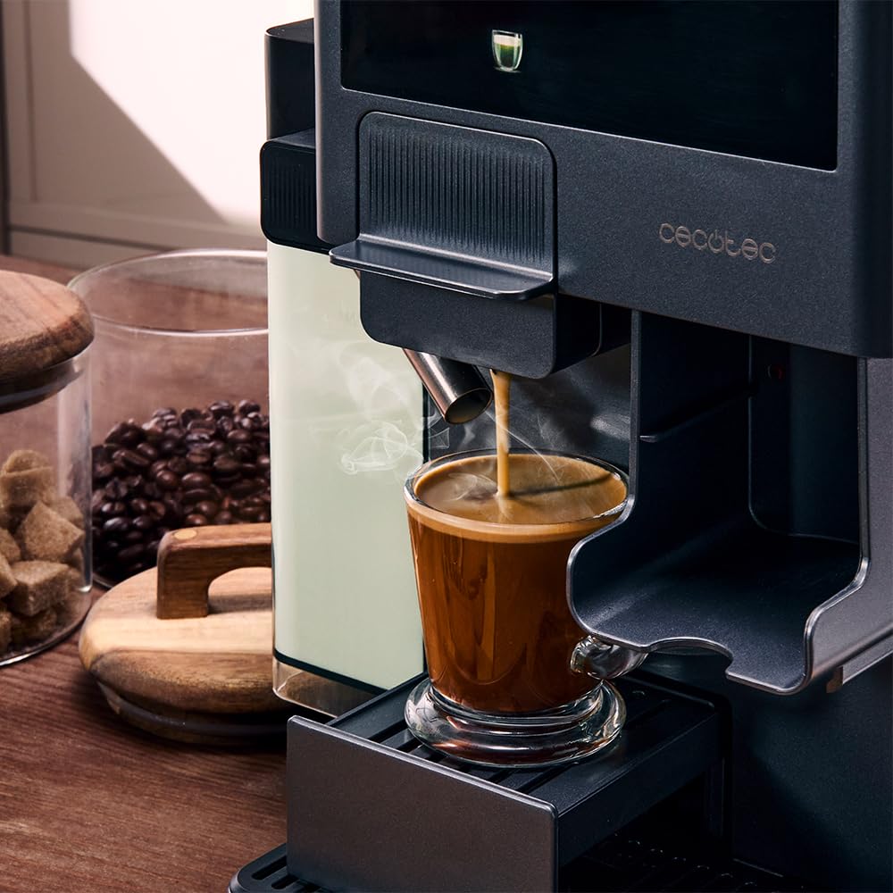 Cecotec Cafetera de Cápsula Freestyle Grind & Latte. 1400W, 20Bares, Multicápsulas, Café Grano 40g, Molinillo Cónico, 1.6L Depósito Agua, 300ml Leche, Thermoblock, Pantalla Táctil, Limpieza Automática