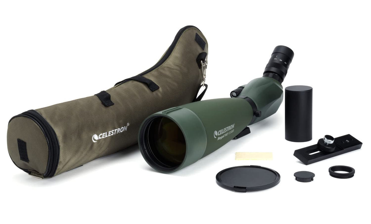 Celestron 52306 Regal M2 22-67x100mm Telescopio telescópico con Zoom en ángulo ED mm con óptica Multicapa, Prisma BaK-4, Cuerpo Ligero de aleación de magnesio y Funda de Transporte Acolchada, Verde