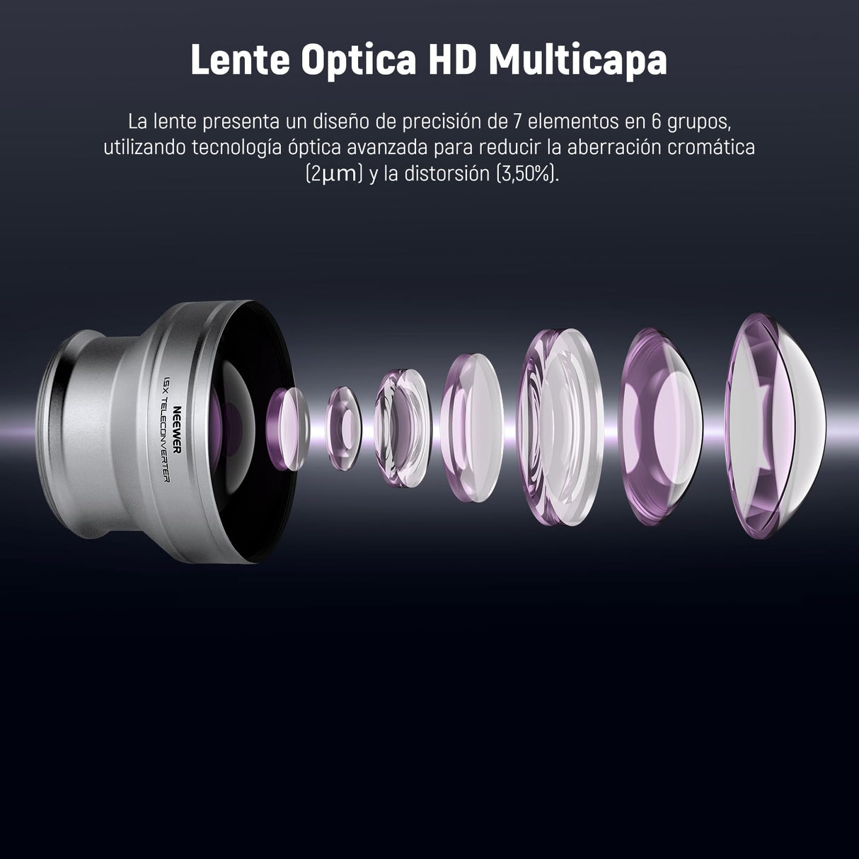 Neewer Teleconvertidor de Lente Adicional de 49 mm 1.5X, Compatible con cámaras Fujifilm X100 X100S X100F X100T X100V X100VI, Vidrio óptico HD, Multicapa, Plateado, LS-61