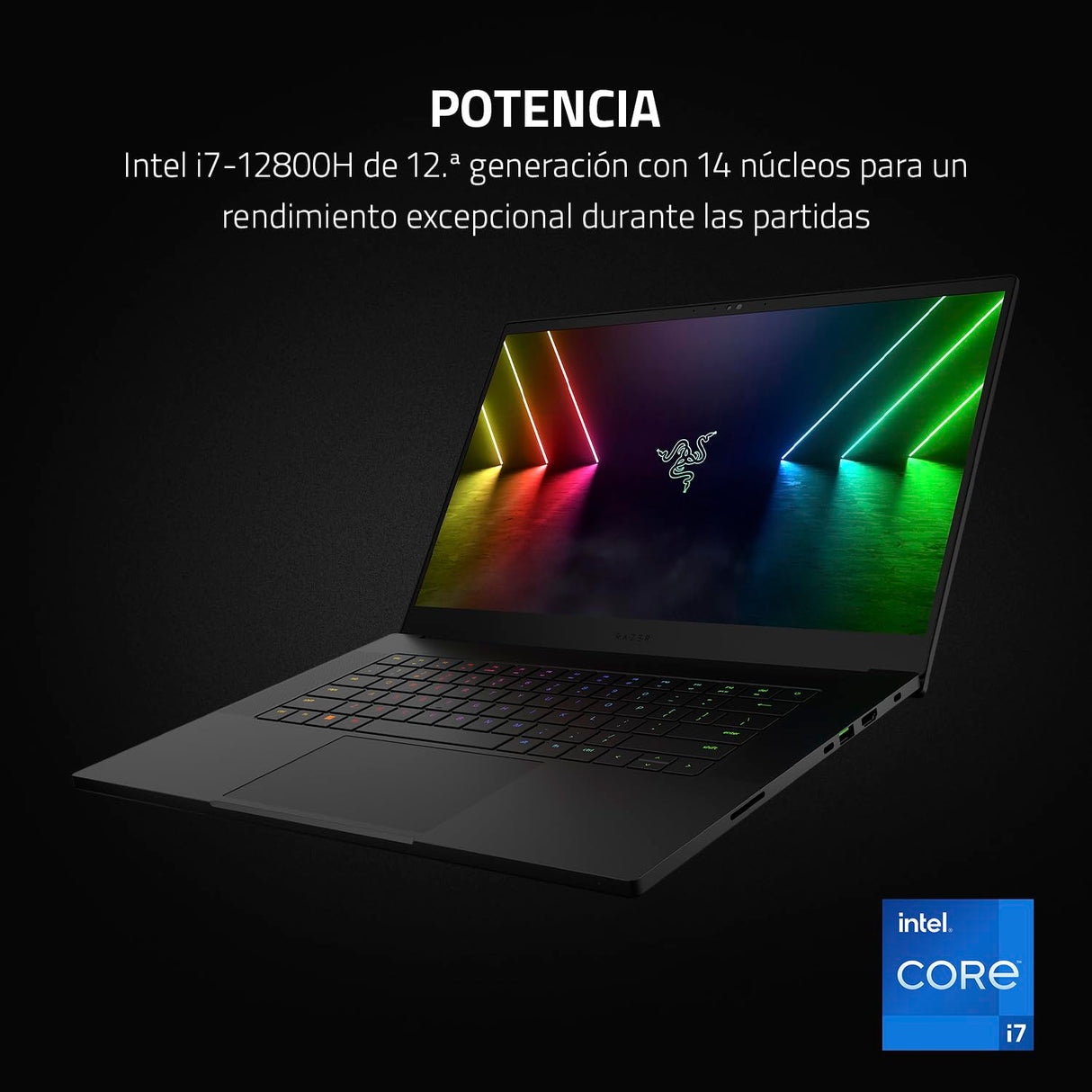 Razer Blade 15 - PC Portatil-Gaming | Nvidia RTX 3060 6GB | Intel i7-12800H | 15,6" 240Hz 2,5ms QHD-Pantalla | 16GB RAM DDR5 4800 MHz | 1 TB PCIE 4.0 | QWERTY Teclado-Español | Negro