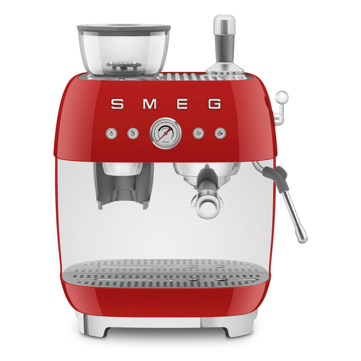 SMEG EGF03RDEU Cafetera Espresso con Molinillo, Plastic, Rosso