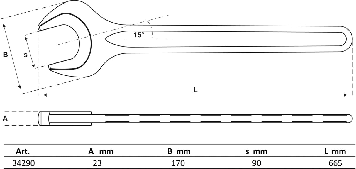 BGS 34290 | Llave plana de una boca | DIN 894 | 90 mm