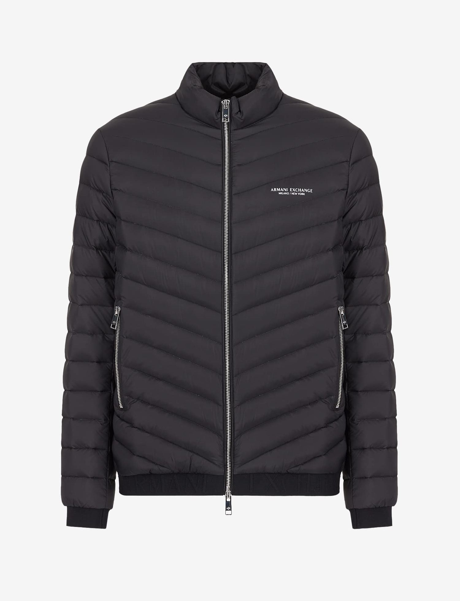 Armani exchange Chaqueta Acolchada Con Cremallera Y Logotipo de Milano/New York Abrigo alternativo de plumón, Hombre, Negro, XL