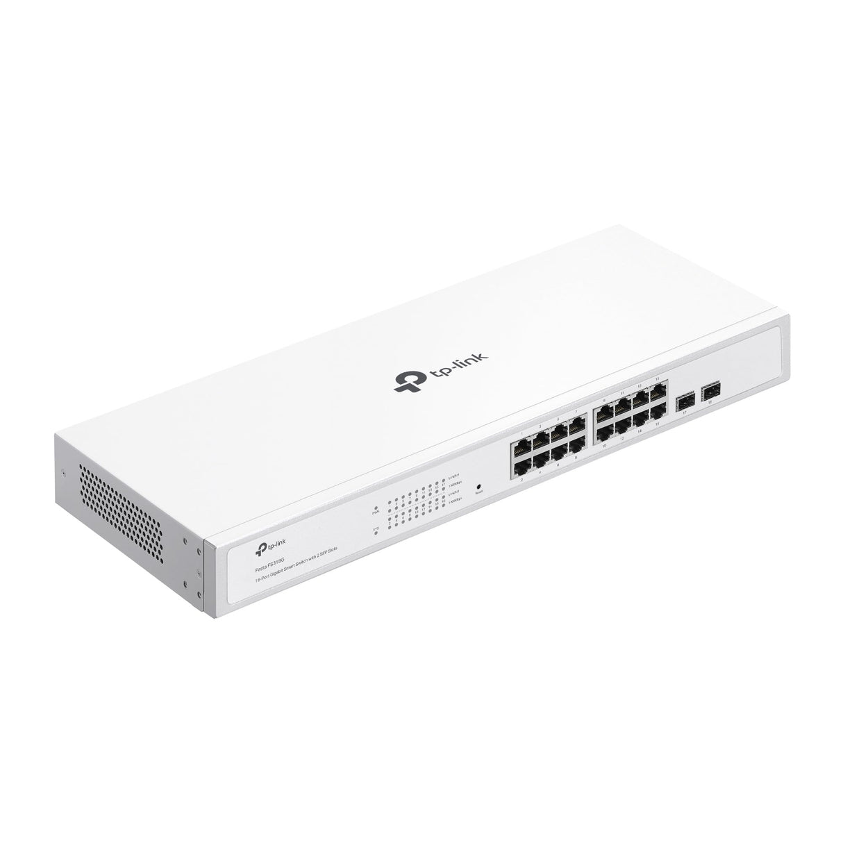 TP-Link Festa FS318G Switch Gigabit de 16 Puertos con Gestión en la Nube, Operación Silenciosa, Optimo para Empresas Medianas, Seguridad y Control de Tráfico de Red