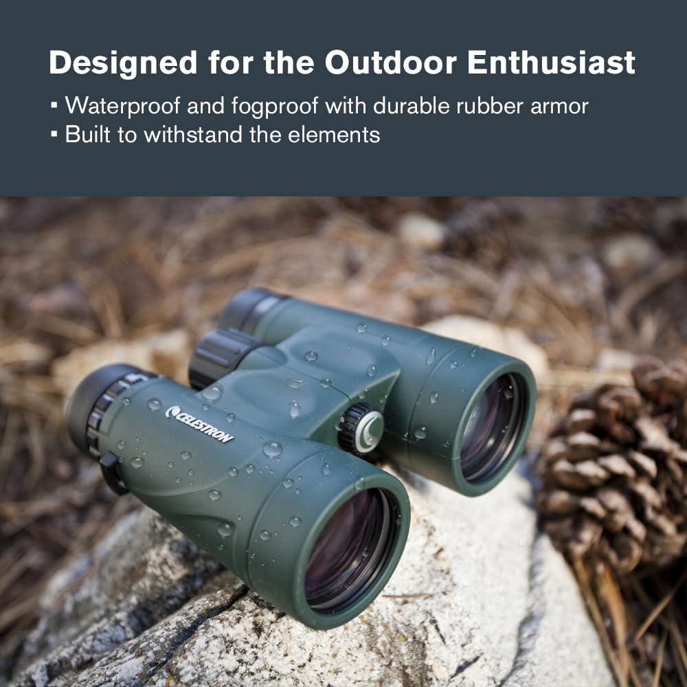 Celestron 71332 Nature DX de 8 x 42 mm Prismáticos con Lente Multicapa, Cristal de Prisma BaK-4 y Funda de Transporte, Verde