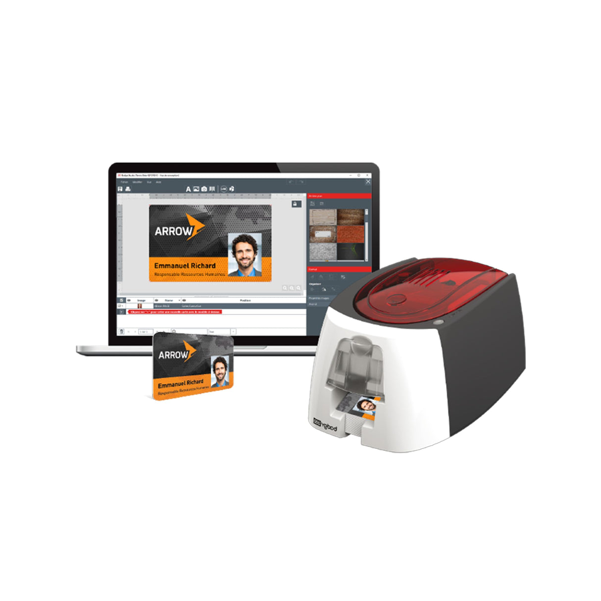 BADGY Evolis ID Printer - Impresora para Insignias de plástico, Rojo