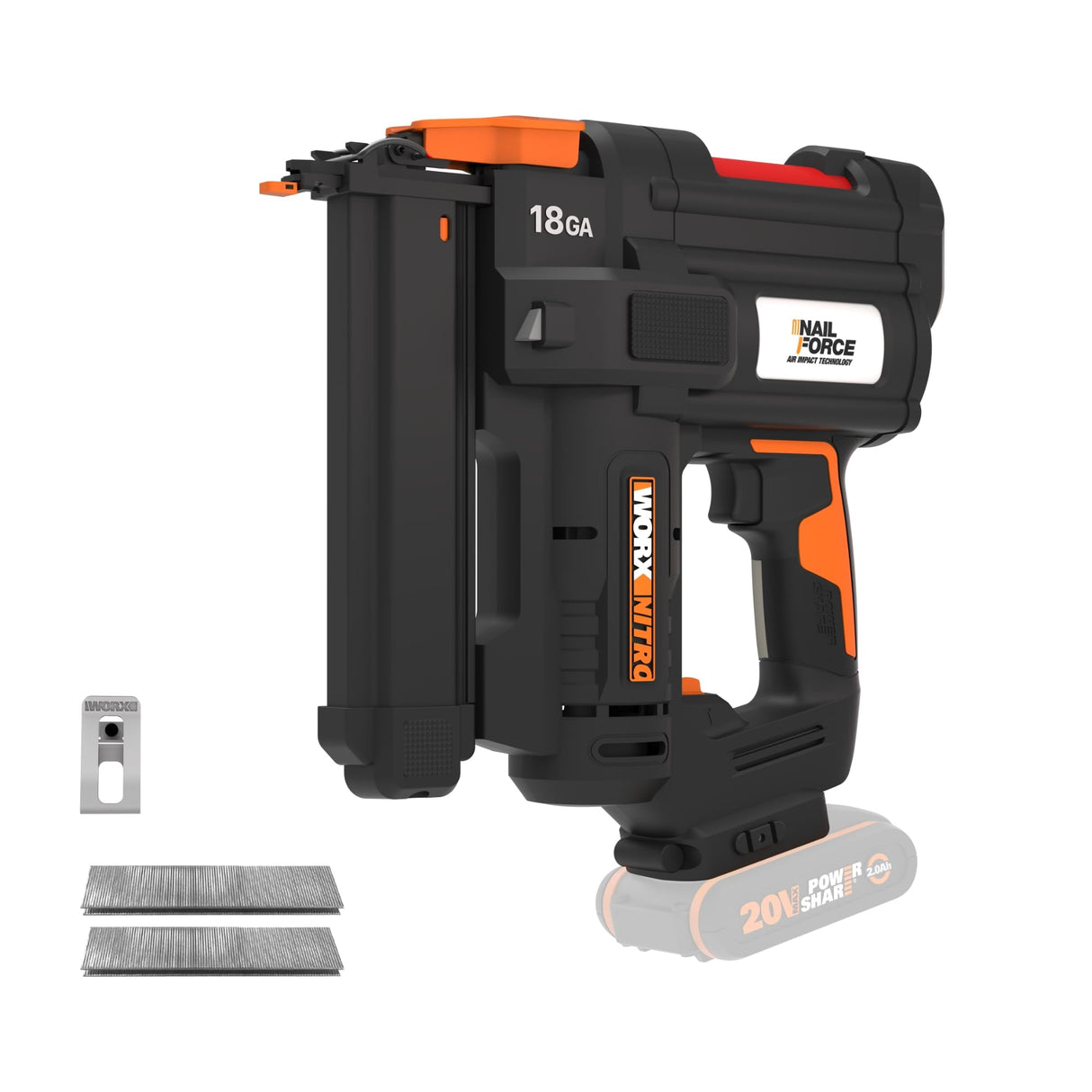 WORX WX844.9 Grapadora sin cable Nitro 20V | grapadora sin cable dispara hasta 80 grapas por minuto| grapadora alimentada por batería con liberación sin herramientas| PowerShare - Solo herramienta