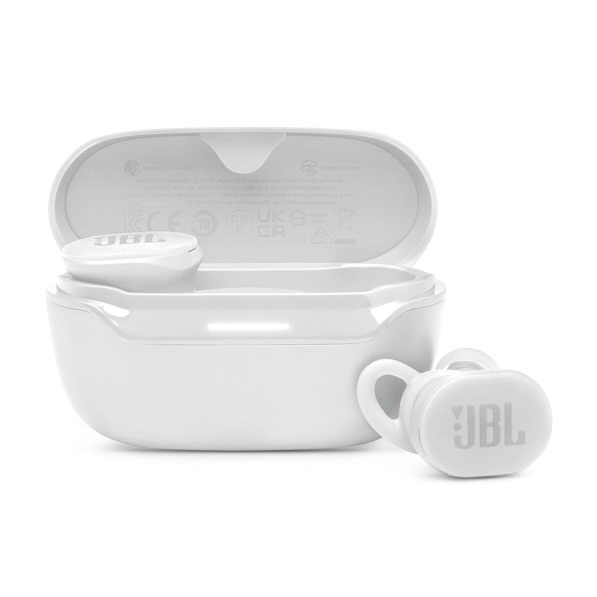 JBL Endurance Race 2, Earbuds True Wireless Bluetooth, 48 hrs de batería, Resistencia al Agua y al Polvo IP68, cancelación de Ruido, Sonido Pure Bass, Smart Ambient, Modos Deportivos, Blanco
