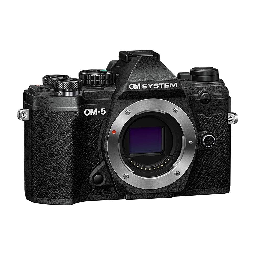 OM SYSTEM OM-5 Cámara con Sistema Micro Four Thirds con Objetivo M.Zuiko Digital 14-150mm F4-5.6 II, Sensor Live Mos de 20 MP, Estabilización de Imagen Mejorada de 5 Ejes, IP53, Negro/Negro
