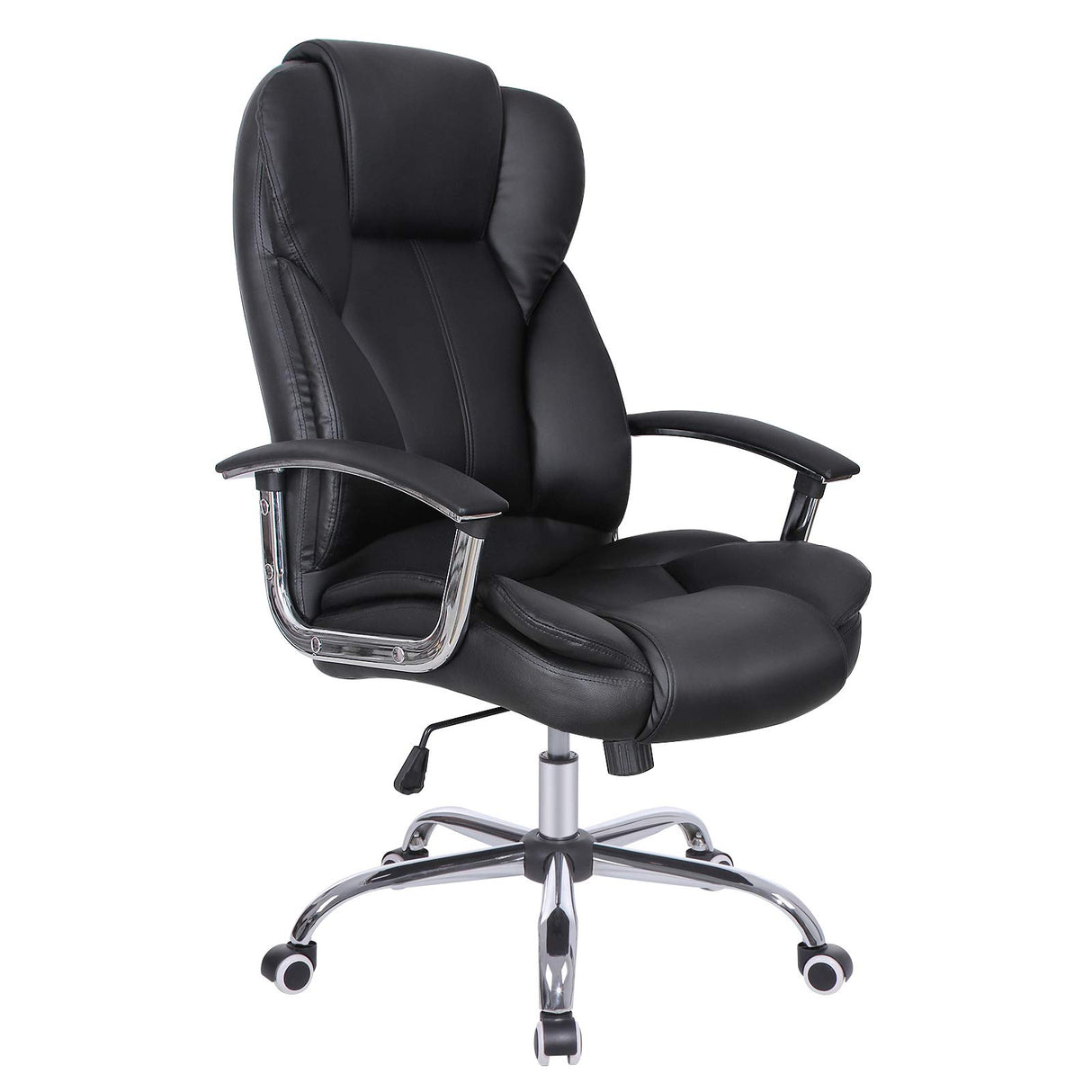 SONGMICS Silla de Oficina, Silla de Escritorio, Silla de Juego con Reposabrazos, Silla de Ordenador, Silla Ejecutiva, Altura Ajustable , para Estudio, Negro Tinta OBG57B
