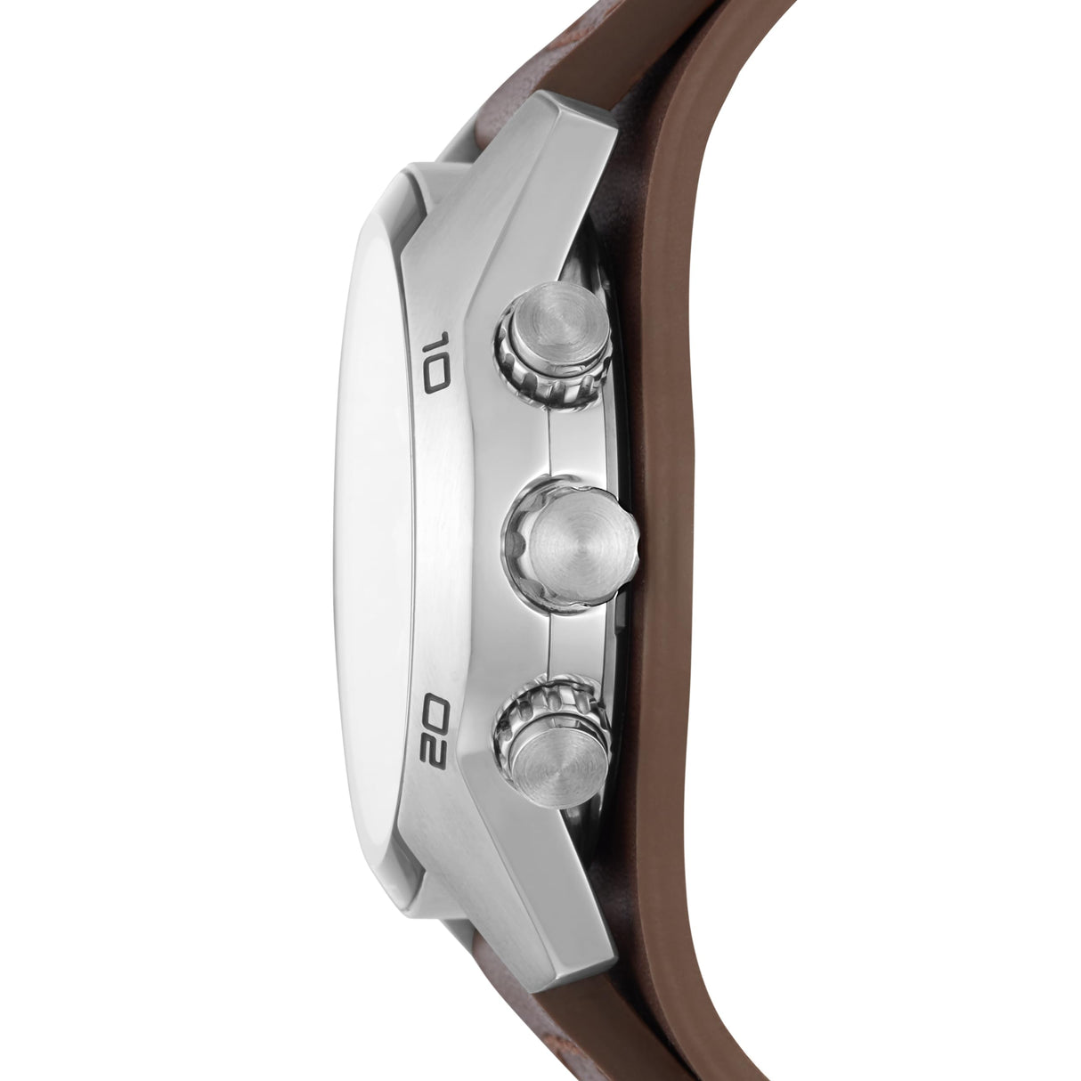 Fossil Reloj para hombre Coachman, movimiento cronógrafo de cuarzo, caja de acero inoxidable plateado de 44mm con correa de piel auténtica, CH2891