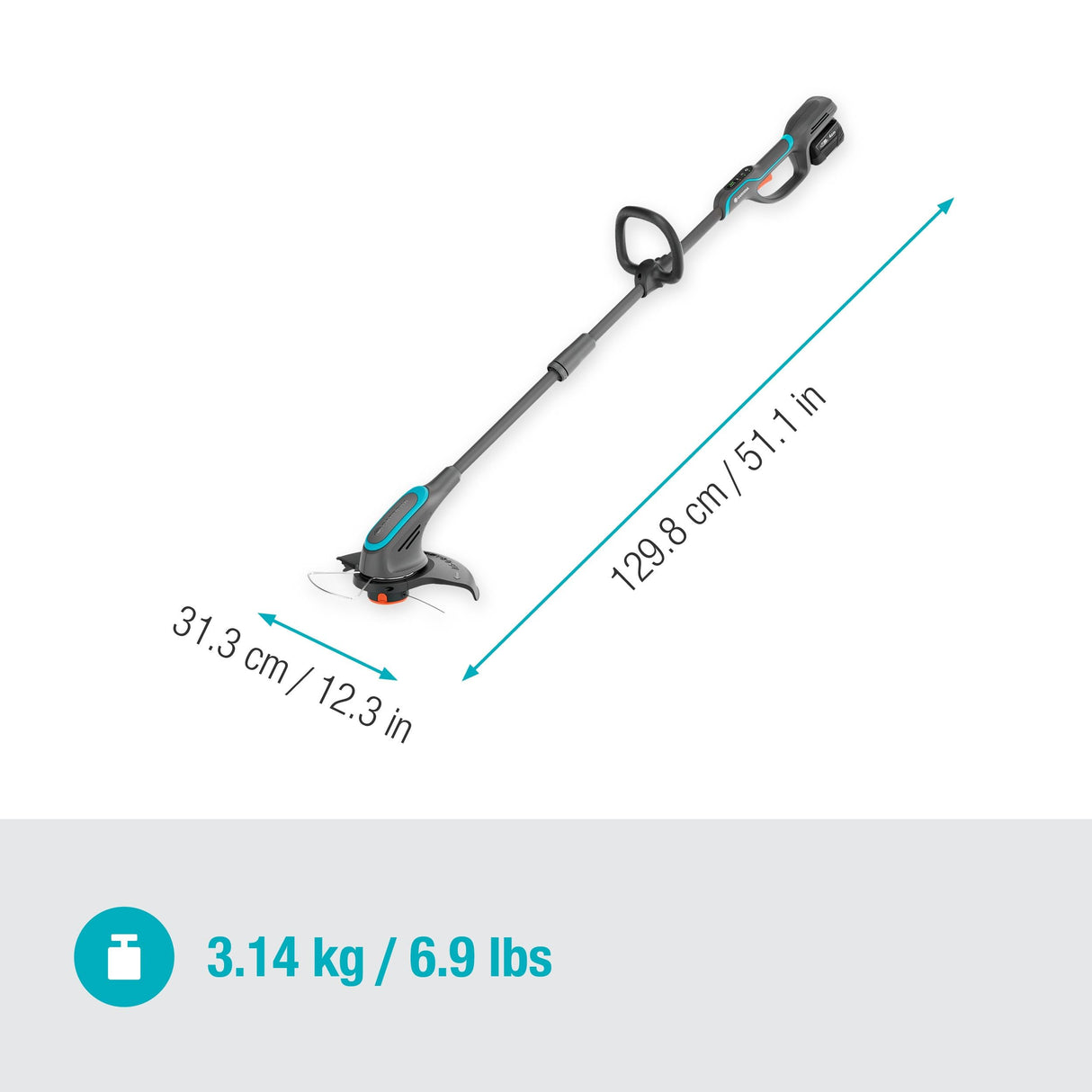 GARDENA PowerTrim 30 18V Set 4.0 Ah Potente Recortadora de Césped con Batería 18V P4A