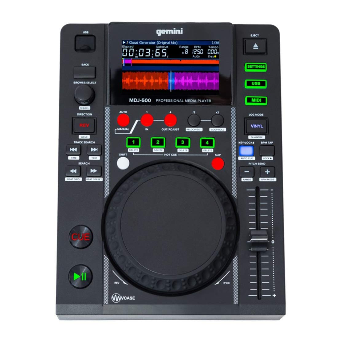 Lector CD Gemini MDJ-500 Slot MP3 USB Disp.LCD