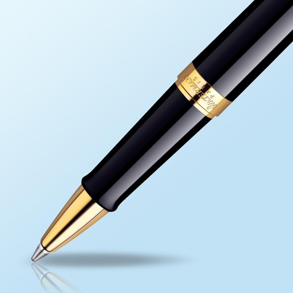 Waterman Hémisphère rotulador roller | color negro brillante con adorno de oro de 23 quilates | punta fina con cartucho de tinta negra | estuche de regalo