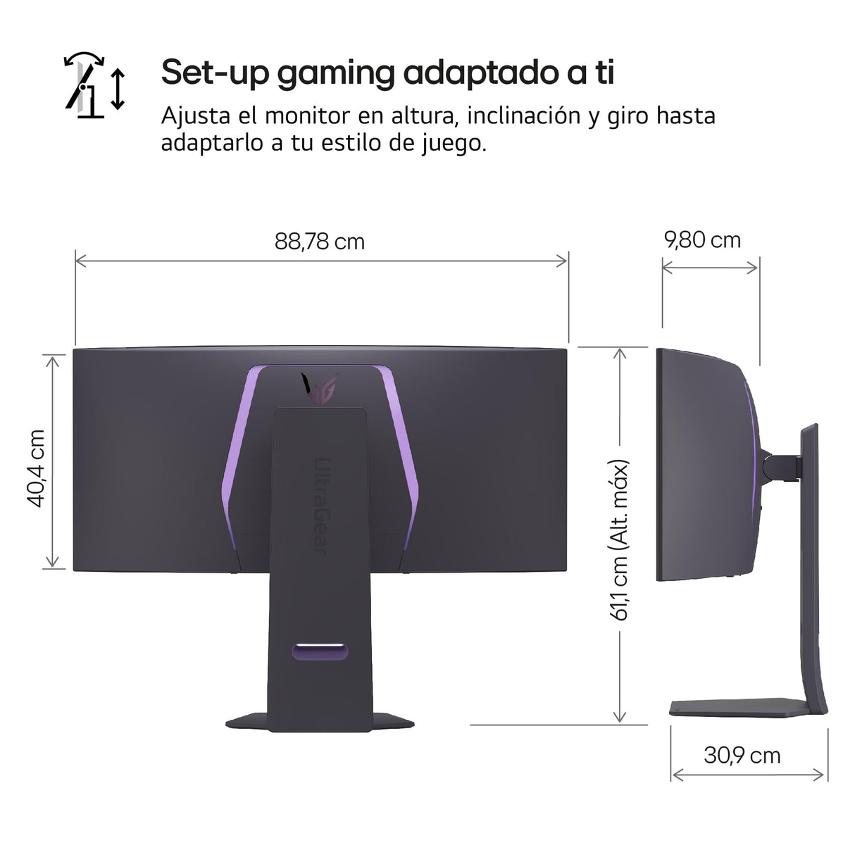 LG 39GS95QE-B - Monitor Gaming Ultragear Curvo, 39", OLED UW5K2K (5120 x 2160), Curvatura 800R, 21:9, 240 Hz, 0.03 ms, AMD FreeSync Premium Pro, Acabado Anti-Glare, Negro