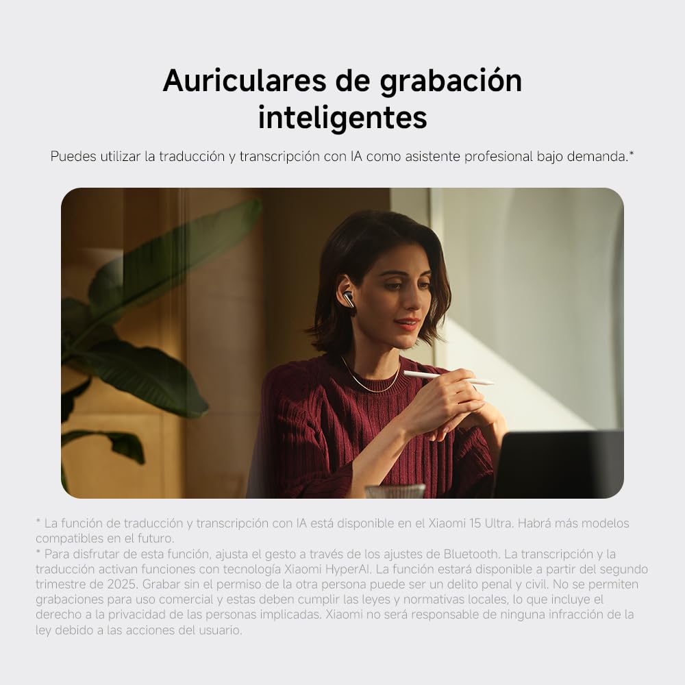 XIAOMI Buds 5 Pro, Auriculares inalámbricos, cancelación Ruido, Harman Audio EFX, Qualcomm aptX Lossless Audio, diseño ergonómico, hasta 36 Horas de batería, Blanco (Versión Bluetooth)
