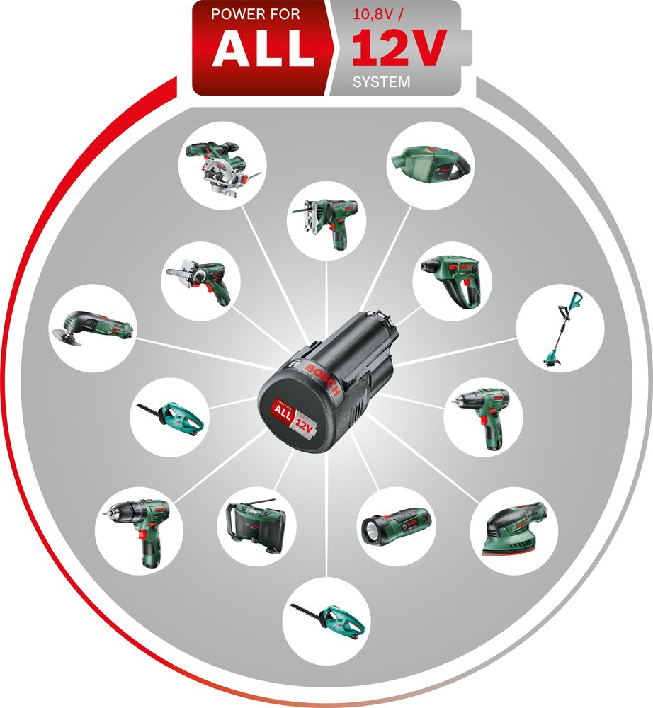 Bosch Home and Garden EasyVac 12 - Aspiradora de mano con batería (2,5 Ah, 380 ml de capacidad), Negro Y Verde, 12 V