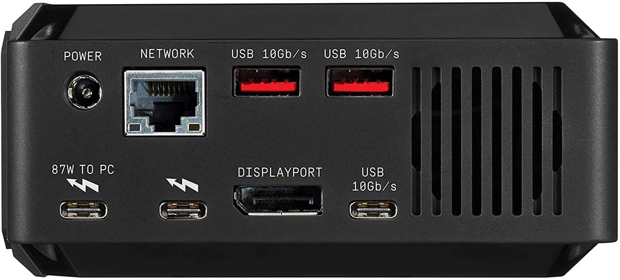 WD BLACK D50 NVMe SSD, Game Dock de 2 TB, 2 puertos Thunderbolt 3, DisplayPort 1.4, 2 puertos USB-C, 3 puertos USB-A, entrada y salida de audio y Gigabit Ethernet, iluminación RGB personalizable
