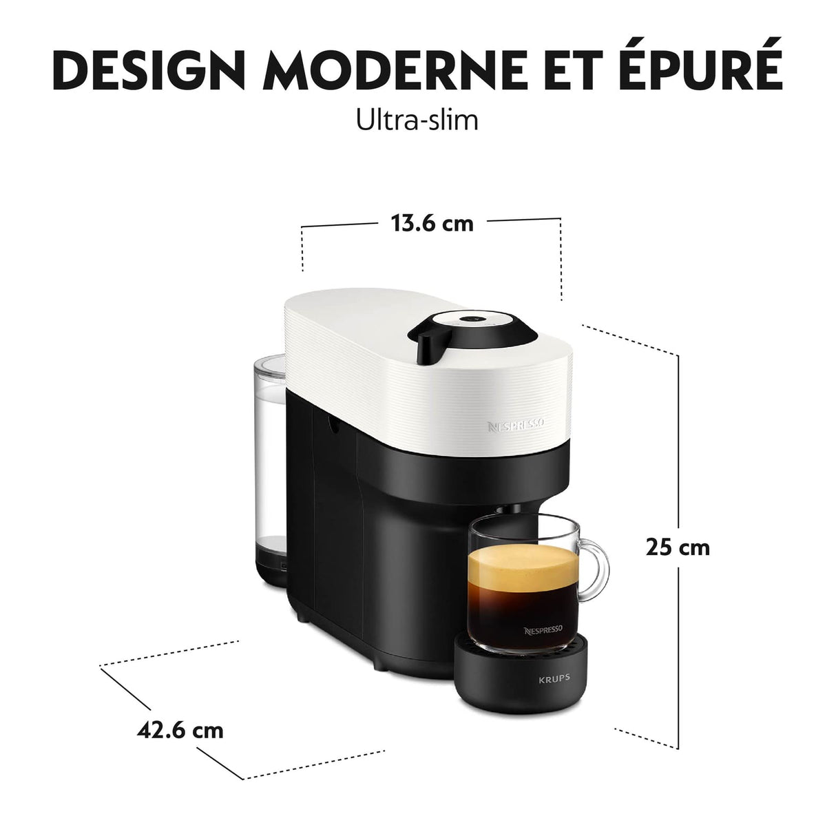 Nespresso Cafetera Krups Vertuo POP Blanca Cafetera de Cápsulas YY4889FD