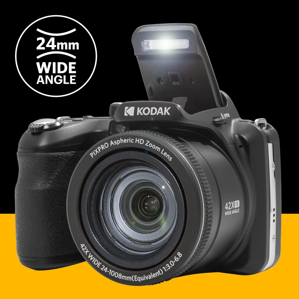 KODAK Pixpro Astro Zoom AZ425 - Cámara Digital Bridge, Zoom Óptico 42X, Gran Angular de 24 mm, 20 Megapíxeles, LCD 3, Video Full HD 1080p, Batería Li-ion - Negra