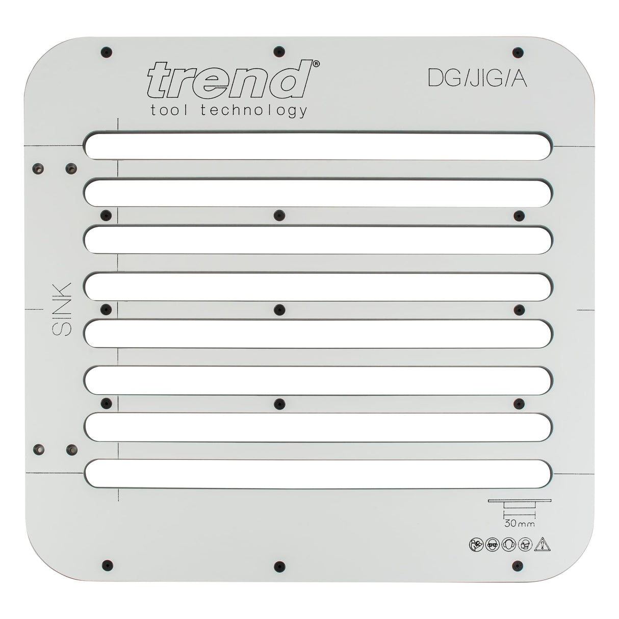 Trend Gabarit de Rainure d’Égouttoir, Modèle de Défonçage de Précision pour Plans de Travail avec Évier Belfast ou Sous-Plan, Pente Intégrée de 0,5°, 8 Rainures à 50 mm d’intervalle, DG/JIG/A