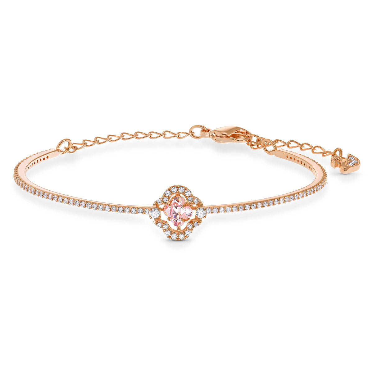 Swarovski Brazalete Una, Trébol, Rosa, Baño tono oro rosa