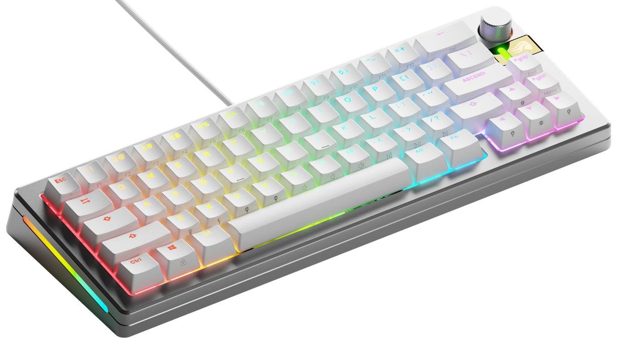Glorious Gaming GMMK 3 Pro HE Teclado rápido Hall Effect, Carcasa Aluminio, tasa 8K, switches magnéticos/Hot Swap MX, Juntas modulares, Compacto 65% QWERTY EE.UU. (Plata)