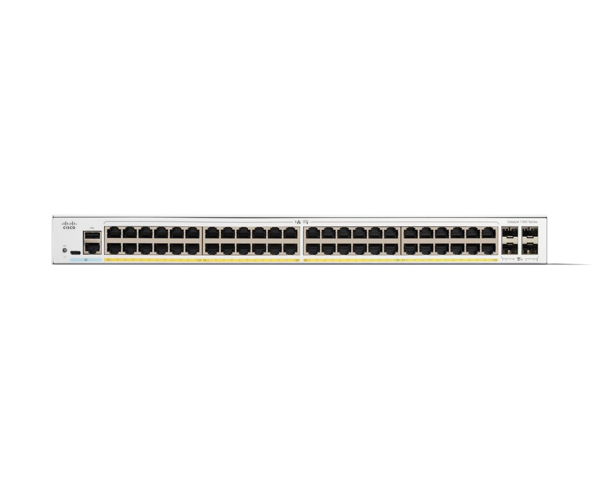 Cisco Switch gestionado Cisco Catalyst 1300-48FP-4X, GE de 48 Puertos, PoE Completo, SFP+ GE 4x10, protección Limitada de por Vida (C1300-48FP-4X)