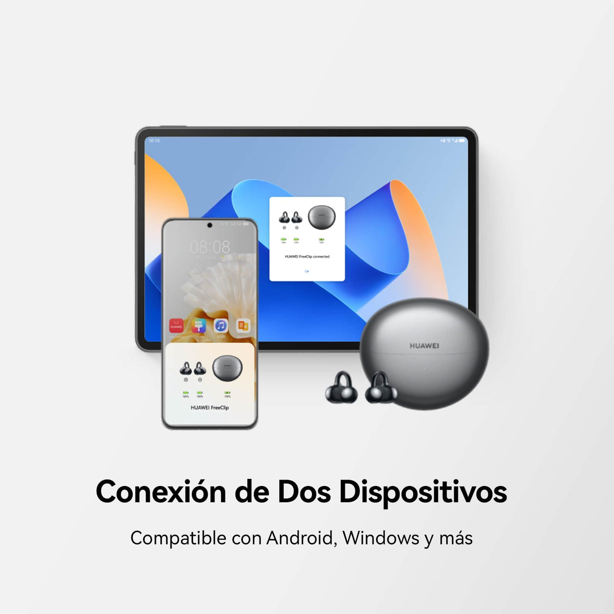 HUAWEI FreeClip,Auriculares Inalámbricos Bluetooth,Clip Innovador,Open-Ear,Gran Duración de Batería,Cancelación de Ruido en Llamadas por IA,Resistencia IP54 al Polvo y a Salpicaduras de Agua,Oro Rosa