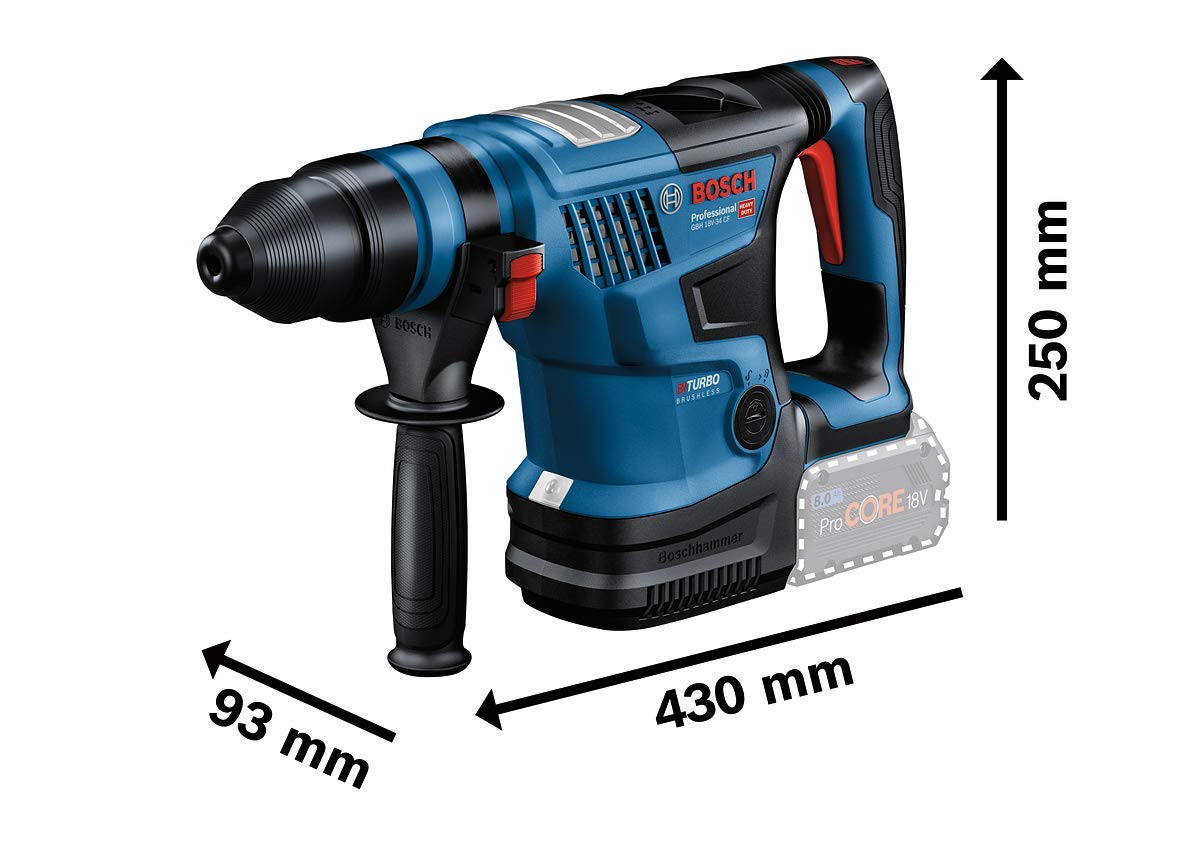 Bosch Professional BITURBO GBH 18V-34 CF - Martillo perforador combinado a batería (18V, 5,8 J, Ø máx. hormigón 32 mm, SDS plus, Connectivity, 2 baterías ProCORE18V 5.5Ah, en maletín)