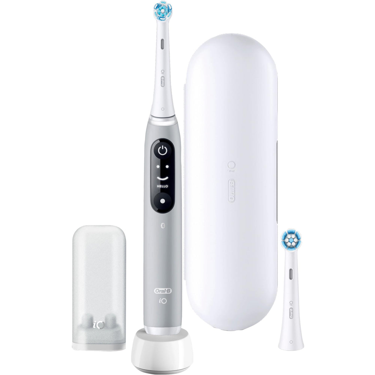 Oral-B iO Series 6 - Cepillo de dientes eléctrico, 2 cabezales de cepillo, 5 modos de cepillado para el cuidado dental, regalo de San Valentín para él o ella, pantalla y estuche de viaje, diseñado por